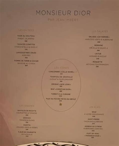 dior prices in paris|Dior restaurant Paris menu.